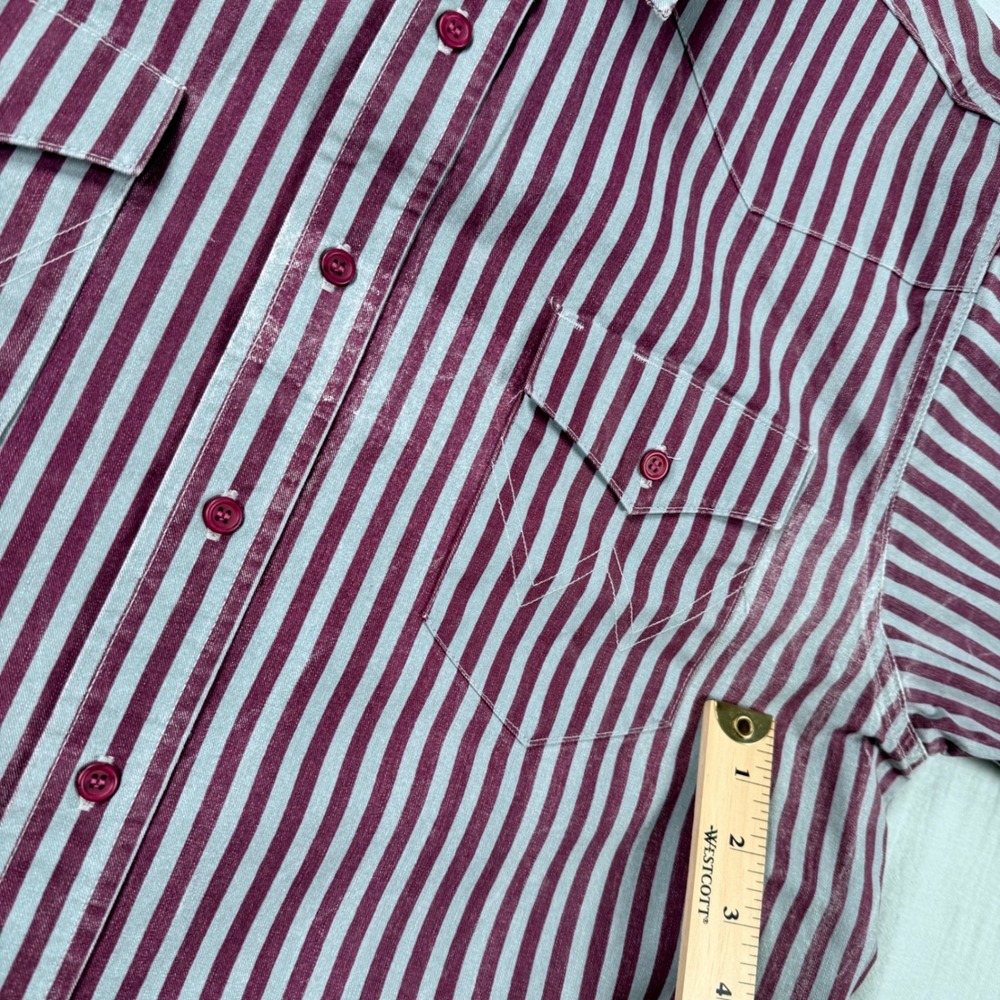 Vintage Wrangler Western Brushpopper Shirt Men 17-35 XL Purple Grey‎ Regular Fit - Picture 7 of 7